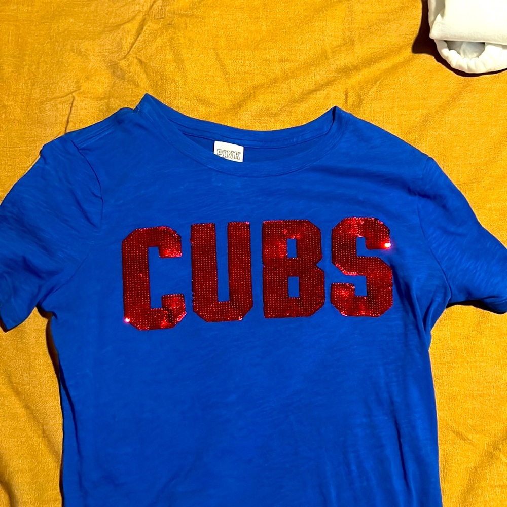 Limited edition PINK 5th &Ocean Chicago Cubs sequin tee